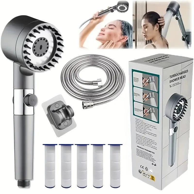Boosted Shower Head With Hose Set