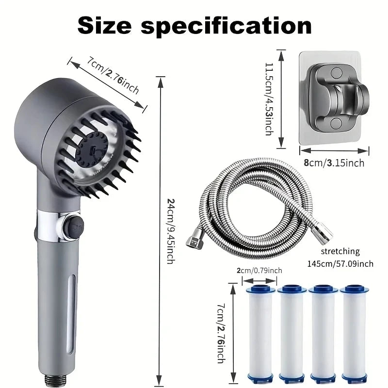 New 2026 High Pressure Shower Head Powerful Boost Filter Handheld Shower Sprayer Bathroom Water Saving Nozzle