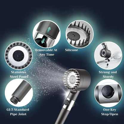 New 2026 High Pressure Shower Head Powerful Boost Filter Handheld Shower Sprayer Bathroom Water Saving Nozzle